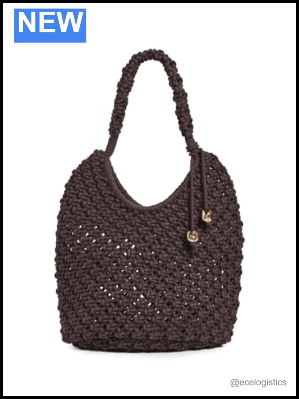 Madewell Large Rope Pouchette Knit Hobo Bag Gold Beads 13in